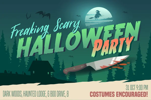 Scary Halloween Party Invitación Tarjeta Fondo Ilustración Vectorial — Archivo Imágenes Vectoriales