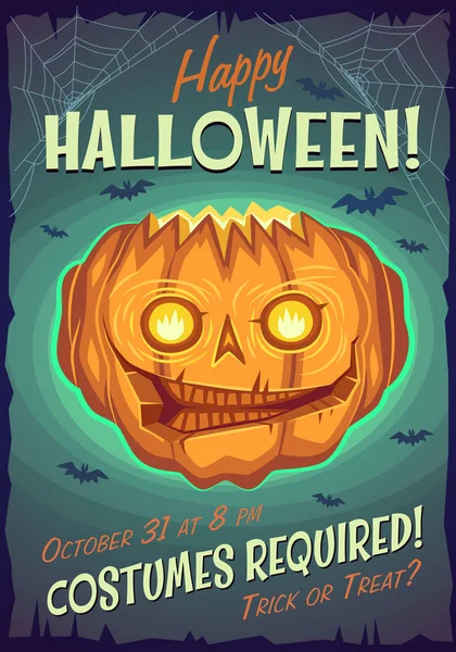 Lanterna Jack Pôster Halloween Fundo Cartão Ilustração Vetorial — Vetor de Stock