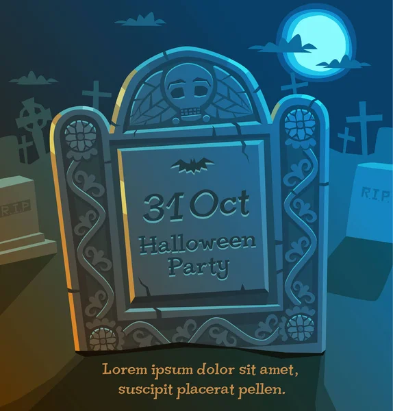 Lápida Fondo Halloween Vector — Archivo Imágenes Vectoriales