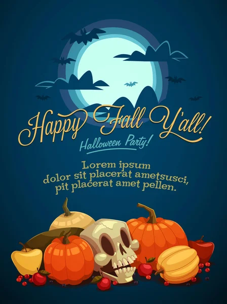 Happy Fall Halloween Invito Card Illustrazione Vettoriale — Vettoriale Stock