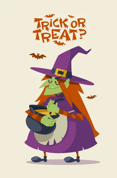 Bruja Halloween Carácter Del Vector — Vector de stock