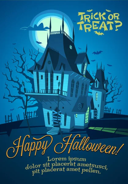 Spookachtig Huis Halloween Achtergrond — Stockvector