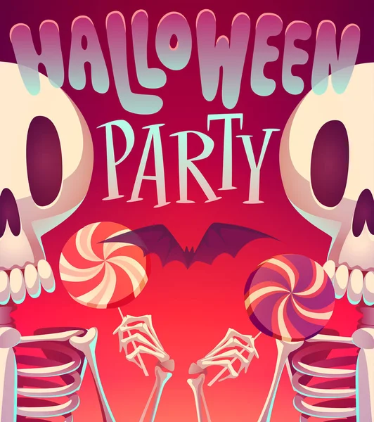 Skelett Halloween Affisch Bakgrund Kort Vektorillustration — Stock vektor