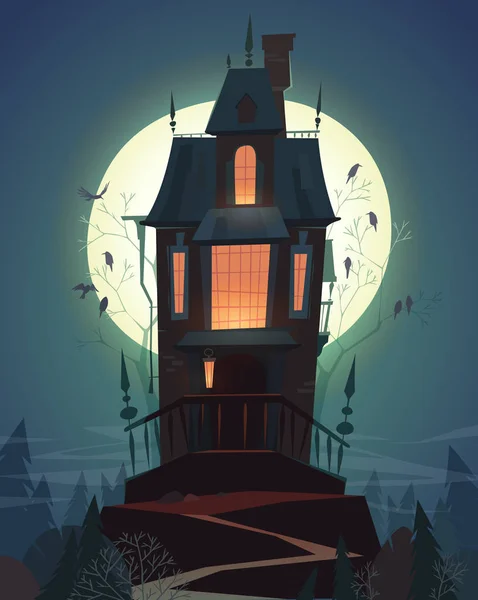 Fröhliche Halloween Karte Hintergrund Plakat Vektorillustration — Stockvektor