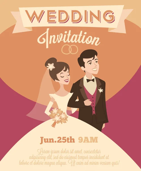 Bruiloft Uitnodiging Vector Illustratie — Stockvector