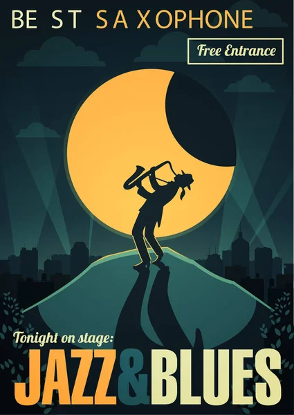 Illustration Vectorielle Affiche Jazz Blues — Image vectorielle
