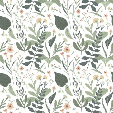 Orman bitki seamless modeli. Vektör çizim