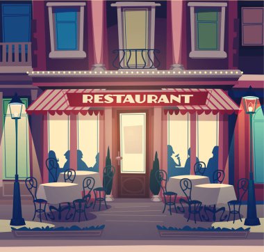 Restoran cephe. Vektör çizim.