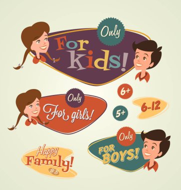 Retro family illustration  vector clipart