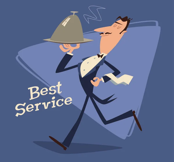 Serveur Service Illustration Vectorielle Style Rétro — Image vectorielle