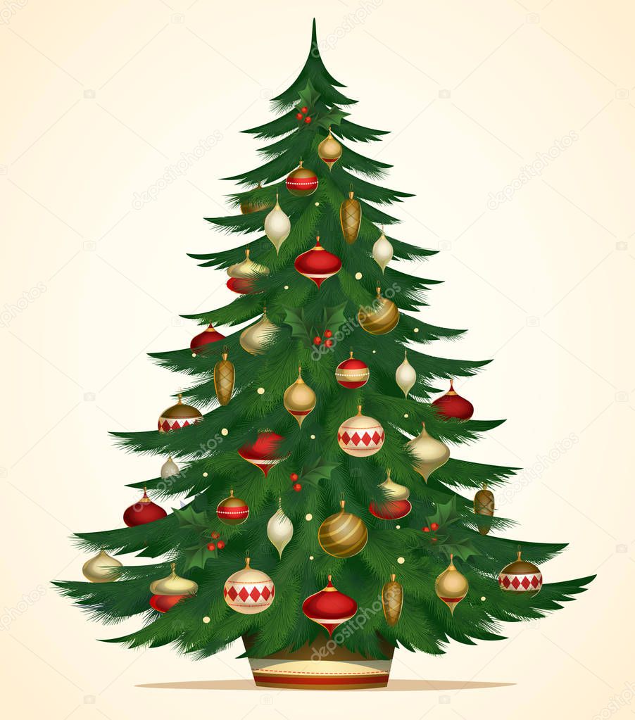 Christmas tree card \ poster \ banner. Vector illustration.