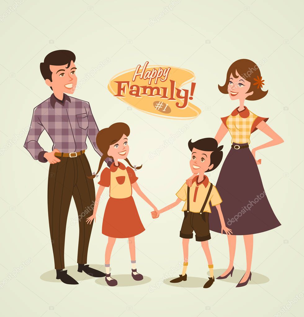 Retro family illustration  vector