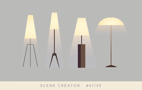 Lampy Izolované Objekty Interiérové Scény Creator Sada — Stockový vektor