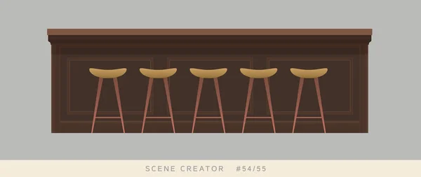Γραμμή Μετρητή Καρέκλες Απομονωμένα Αντικείμενα Εσωτερική Σκηνή Δημιουργός Σετ — Διανυσματικό Αρχείο