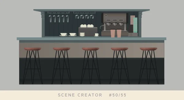 Café Theke Und Barstühle Isolierte Objekte Szenenbild Innenraum — Stockvektor