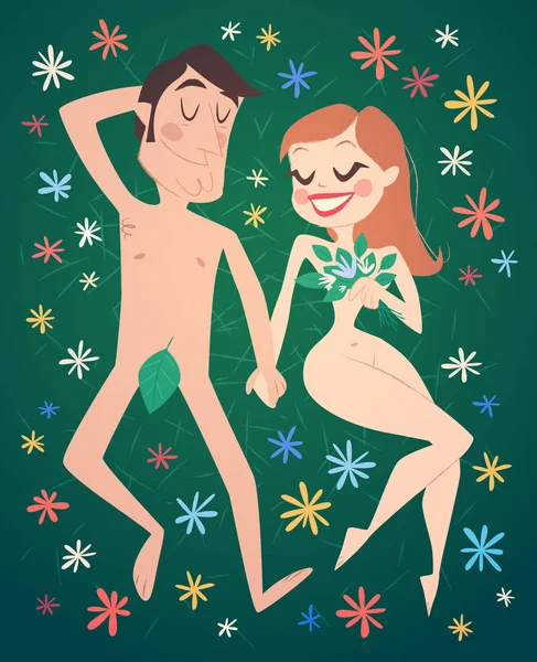 Couple Romantique Sur Herbe Illustration Vectorielle — Image vectorielle