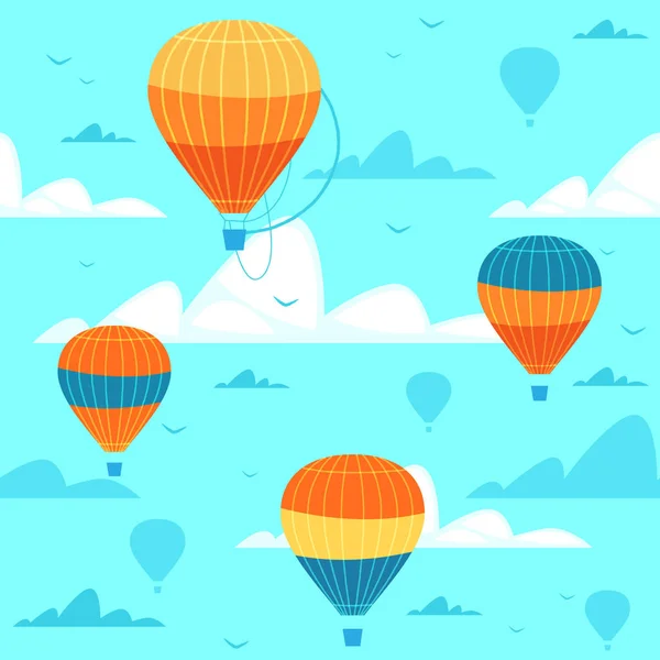 Αερόστατα Θερμού Αέρα Χωρίς Ραφή Πρότυπο Εικονογράφηση Διάνυσμα — Διανυσματικό Αρχείο