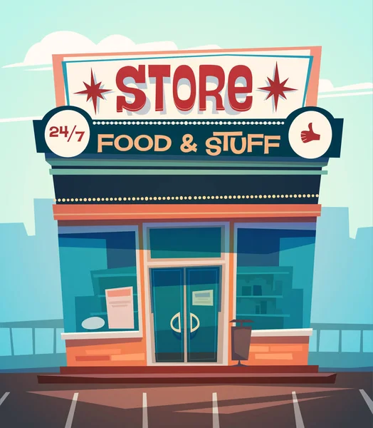Grocery Store Facade Vector Illustration — Stock Vector