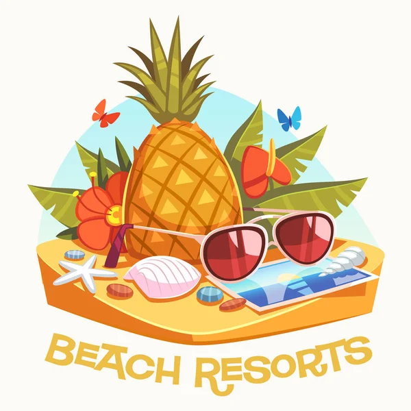 Beach Resorts Vector Illustration — Stock Vector