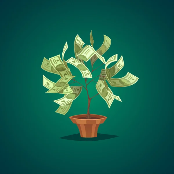 Árbol Del Dinero Objeto Aislado Fondo — Vector de stock