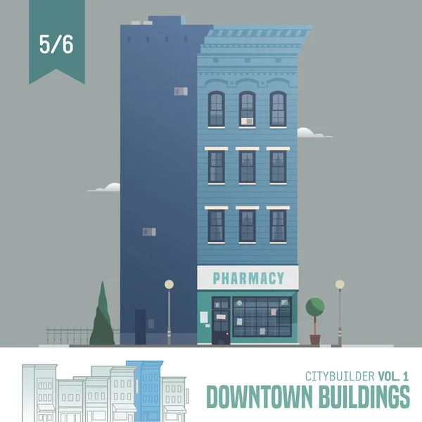 Wektor Downtown Budowanie Miasta — Wektor stockowy