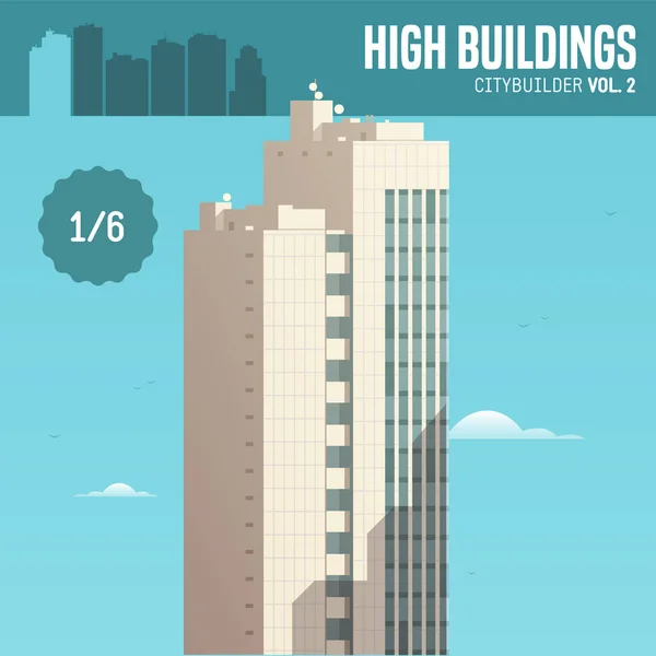 Vektör Şehir Oluşturucu Yüksek Bina — Stok Vektör