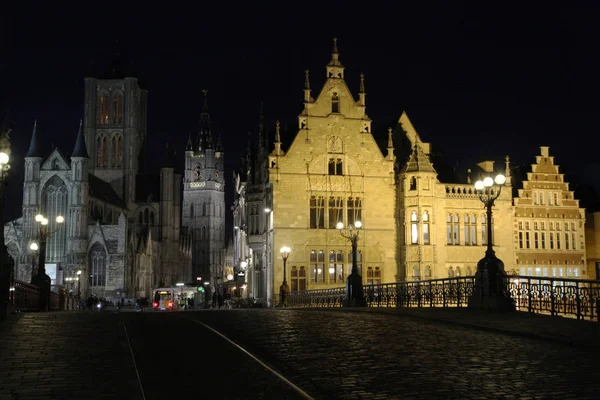 Bélgica Gent Ciudad Nocturna — Foto de Stock
