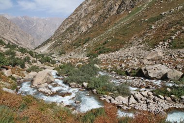 Tacikistan: nehir ve bottomland Siama