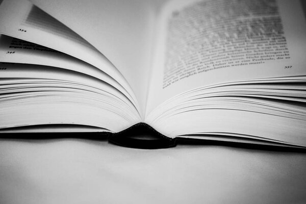 Abstract opened book black and white