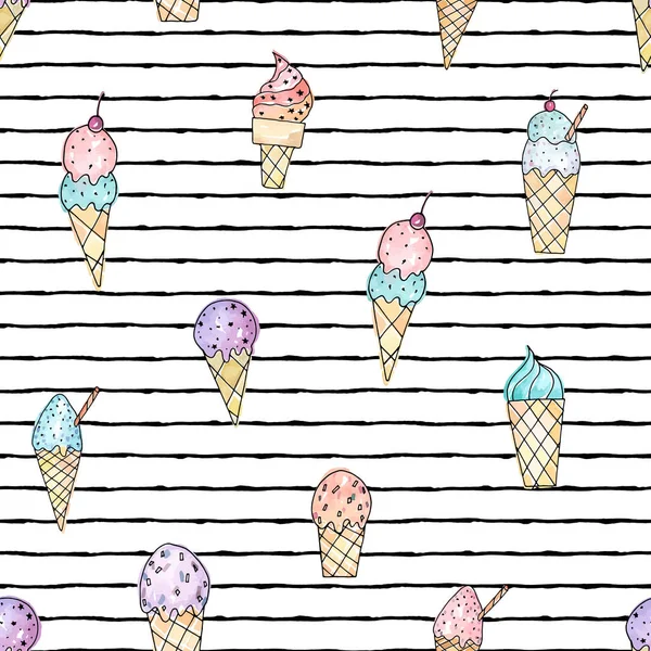 Векторная Иллюстрация Стилизованное Мороженое Печать Дизайн Милые Векторные Объекты Элемент — стоковый вектор