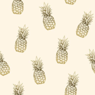 Vektör çizim. Soğuk stil ananas kroki. Dikişsiz desen unsuru.