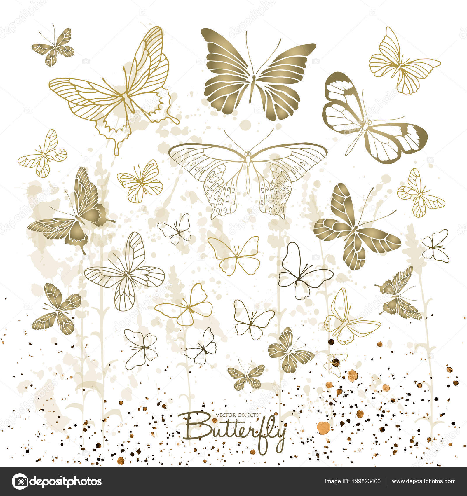 矢量插图各种蝴蝶飞溅的背景矢量蝴蝶集钢笔样式矢量对象图库矢量图©milanawork@mail.ru 199823406, image size:1600x1700