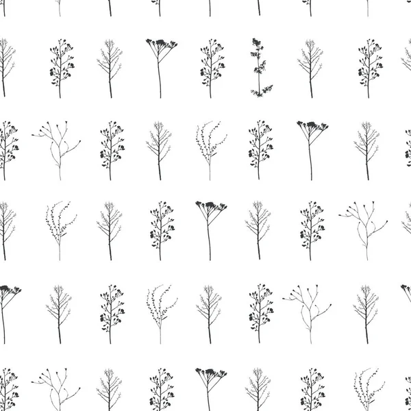Vector Illustration Stylized Trees Silhouettes Background Vector Seamless Pattern Fabric — Stock Vector