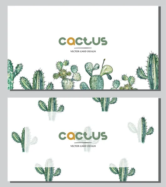 Ilustración Vectorial Colección Cactus Pluma Dibujo Con Fondo Estilo Acuarela — Vector de stock