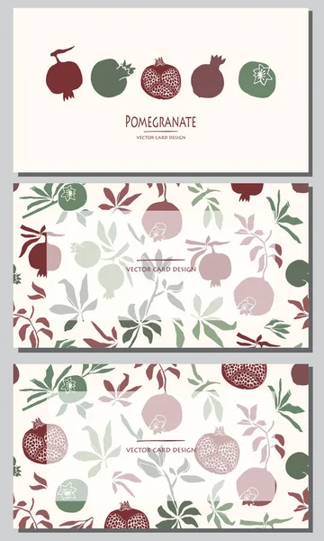 Vektorillustration Stilisierter Granatapfel Karten Design Set — Stockvektor