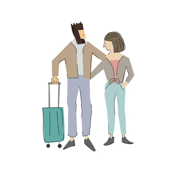 Illustration Vectorielle Couple Partait Vacances Homme Femme Relation — Image vectorielle
