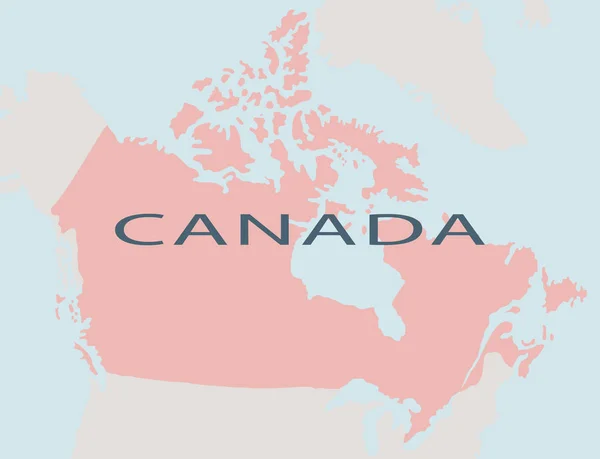 Kanada vektör haritası . Kıta bağlamında ülke kontur — Stok Vektör