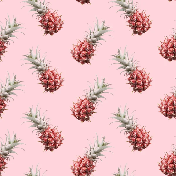 Ananas sur fond rose. Élément de motif sans couture Impression photo — Photo