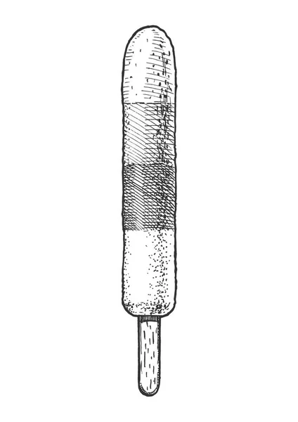 棒アイス クリーム ベクトルは手刻まれたヴィンテージスタイルの描き下ろしイラストです 白い背景に分離 — ストックベクタ