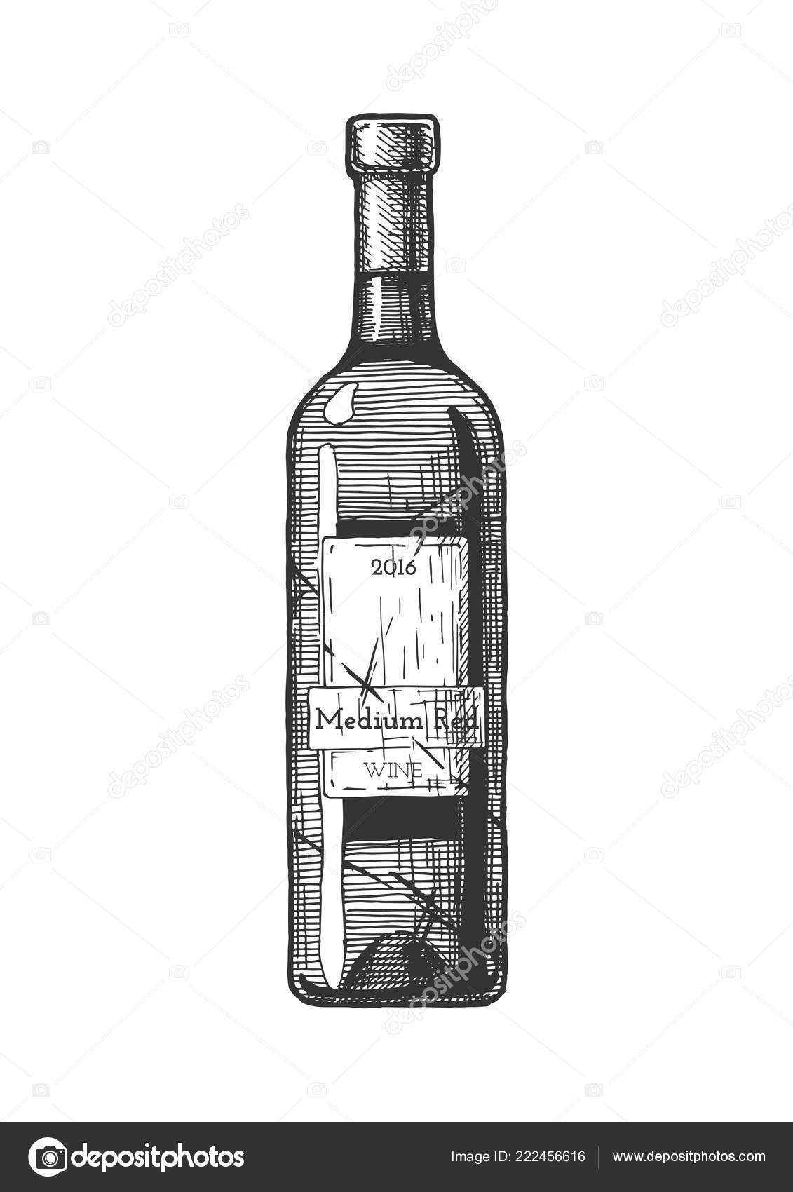 Vintage Wine Bottle Drawing
