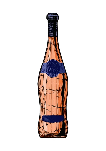 Botella Ilustración Vino Rosa Estilo Grabado Vintage Aislado Sobre Fondo — Vector de stock