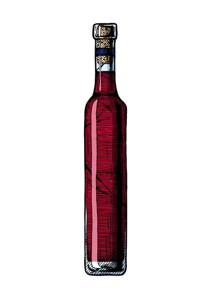 Illustrazione Vettoriale Disegnata Mano Vino Ghiacciato Tipo Vino Dessert Stile — Vettoriale Stock