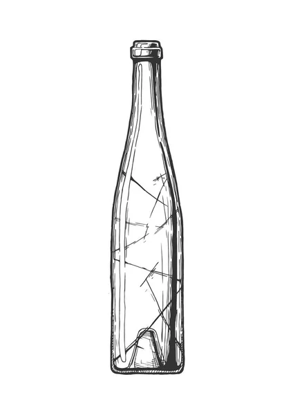 Vector Ilustración Dibujada Mano Botella Vino Estilo Grabado Vintage Aislado — Archivo Imágenes Vectoriales