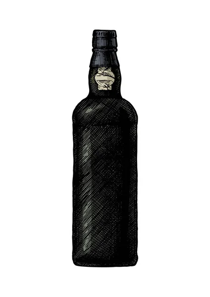 Vector Ilustración Dibujada Mano Botella Vino Oporto Tipo Vino Postre — Vector de stock