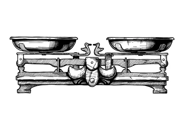 Векторная Ручная Иллюстрация Баланса Робервала Винтажном Гравированном Стиле Изолированный Белом — стоковый вектор