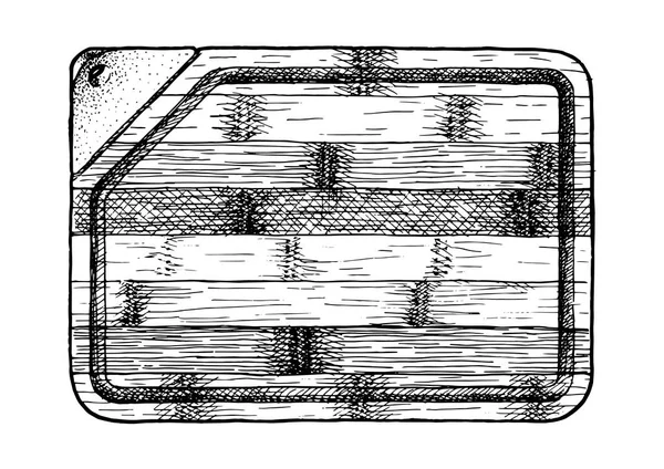 Illustration Vectorielle Dessinée Main Planche Découper Bambou Dans Style Gravé — Image vectorielle