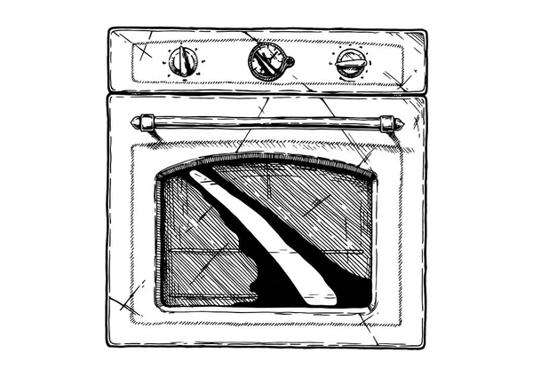 Διάνυσμα Χέρι Εικονογράφηση Της Κουζίνα Στυλ Vintage Χαραγμένο Απομονωμένα Λευκό — Διανυσματικό Αρχείο