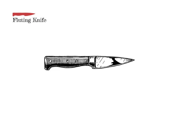 Векторна Ілюстрація Ручного Фланцевого Ножа Вінтажному Гравірованому Стилі Ізольовані Білому — стоковий вектор