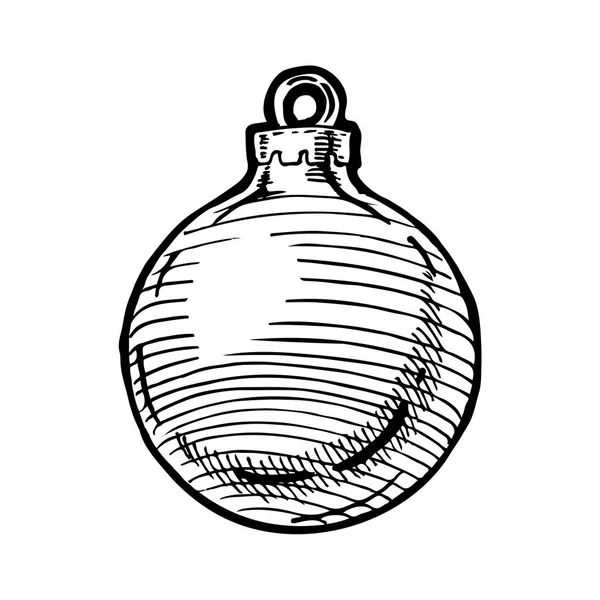 Векторная Ручная Иллюстрация Рождественского Мяча Винтажном Гравированном Стиле Изолированный Белом — стоковый вектор