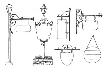 Set boş tabela, sokak feneri